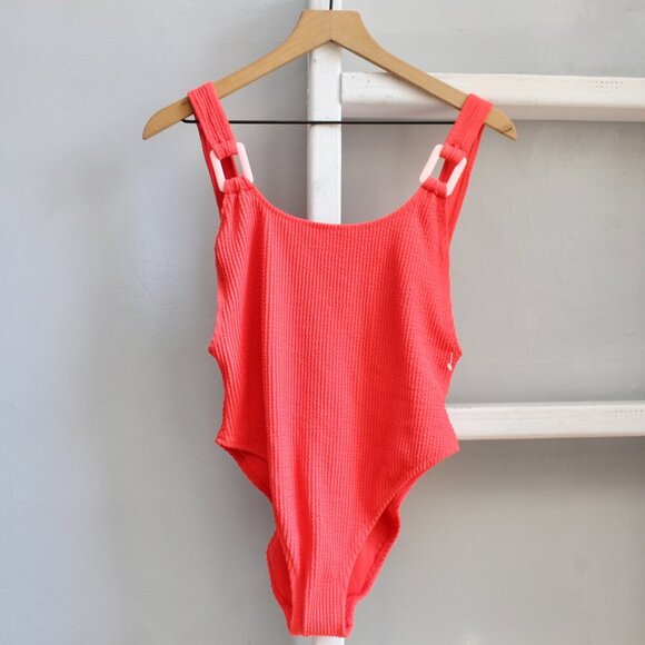 aerie Other - Aerie Resort Red Crinkle Birthday Scoop Cheekiest One Piece Swimsuit Size Medium